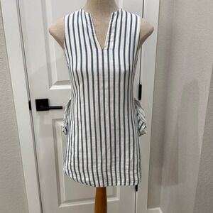 BCBGMAXAZRIA Striped Sleeveless Mini Dress Cotton Blue White Size 2